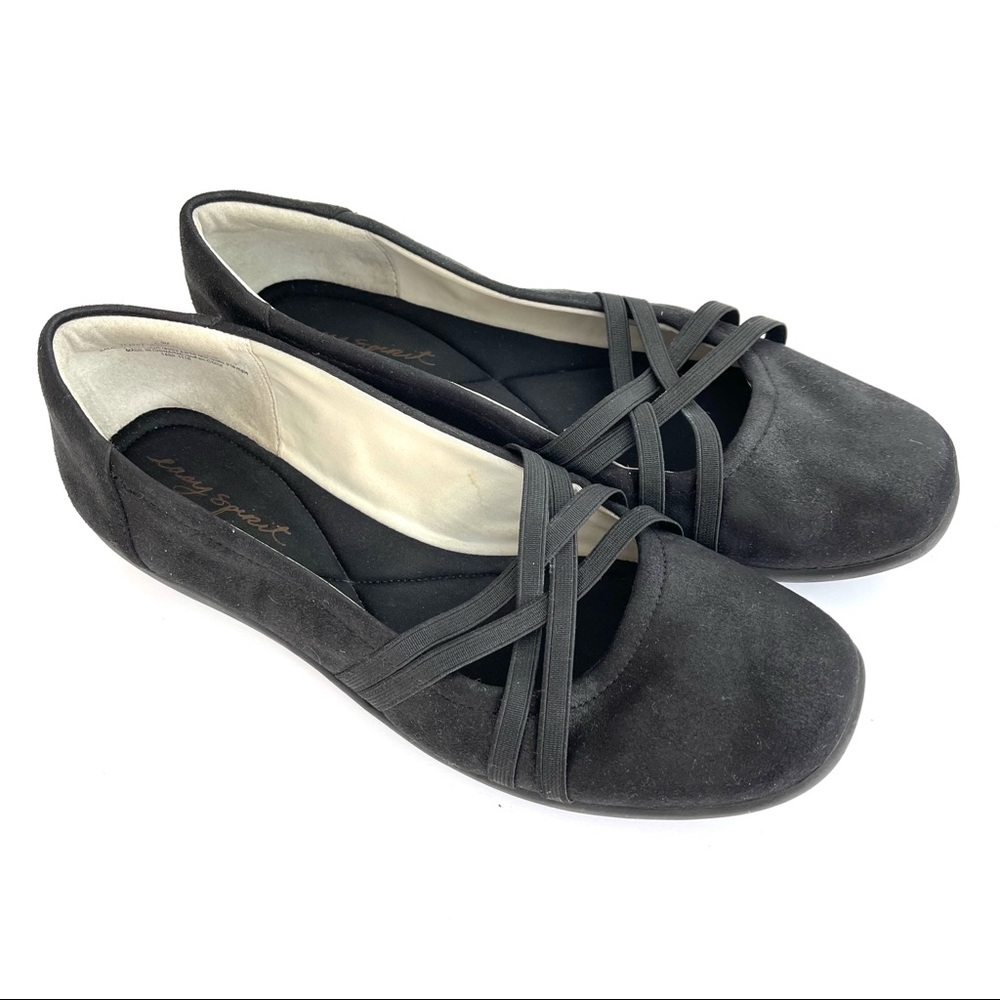 Black Comfort Criss Cross Ballet Flats Vegan Soft